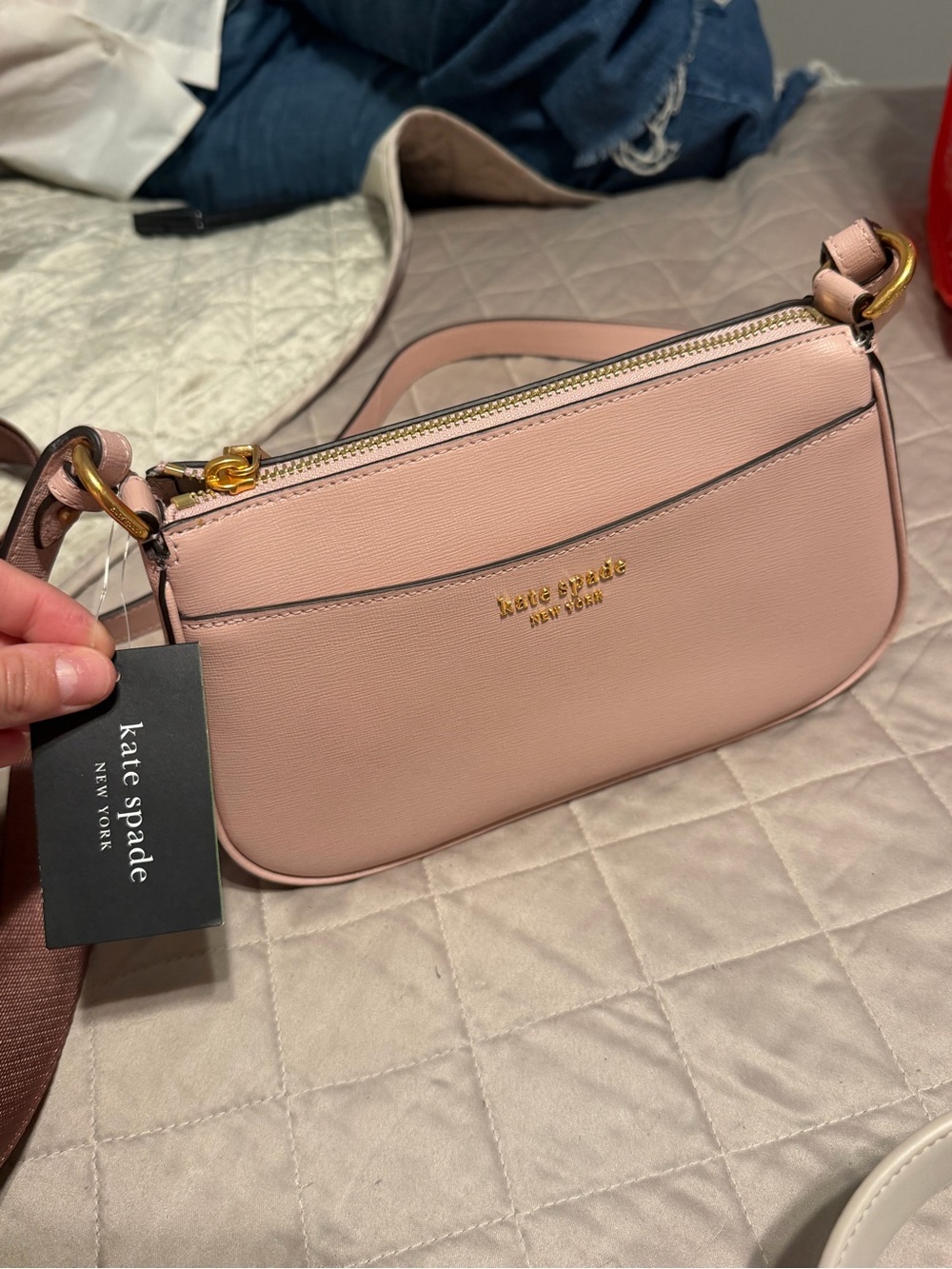 kate spade Pale Blush Leather Crossbody Bag with Gold Hardware